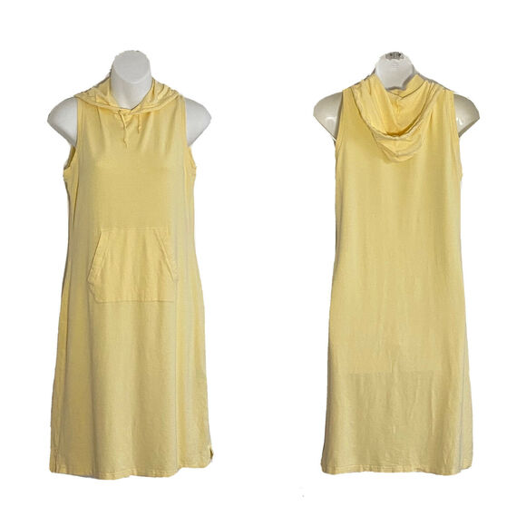 Lauren Ralph Lauren Dress Sz M Yellow Hooded Jersey Knit (slinky) Sleeveless - Picture 1 of 5
